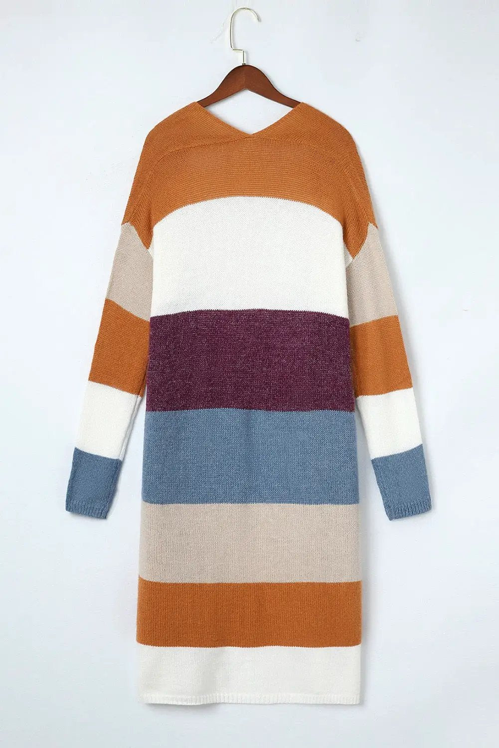 Grateful Threads Boutique Multicolor Colorblock Open Front Long Knit Cardigan - Cardigans Multicolor Colorblock Open Front Long Knit Cardigan
