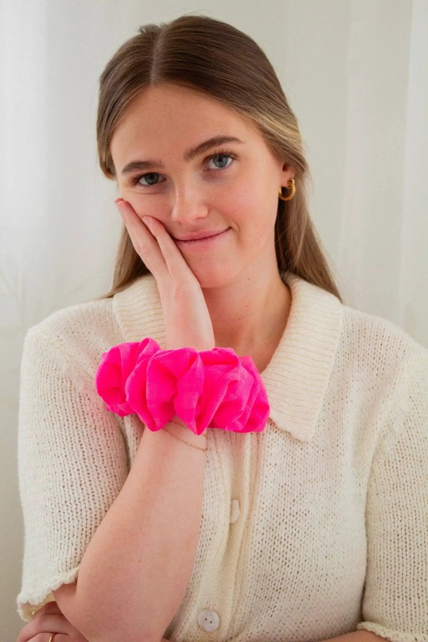 Shop ANDi The French Fuchsia Jumbo Scrunchie - Ponytail Holders