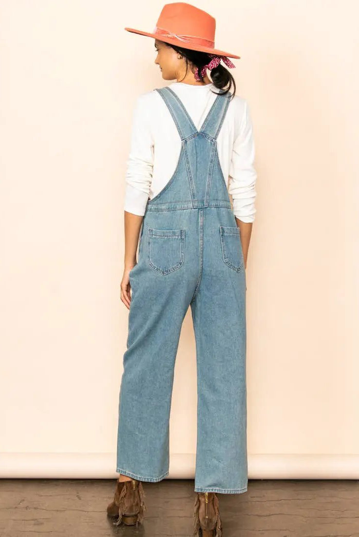 Elloh Collection Vintage Mom Fit Denim Overalls - One-Pieces