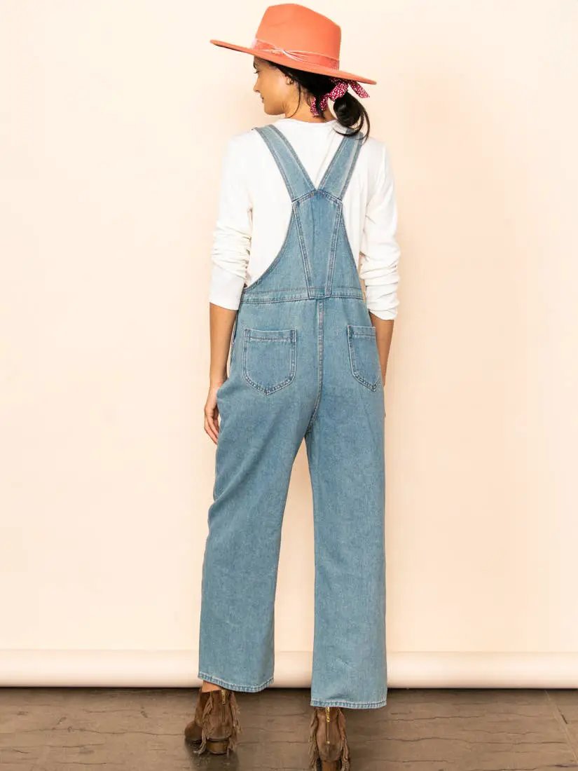 Elloh Collection Vintage Mom Fit Denim Overalls - One-Pieces