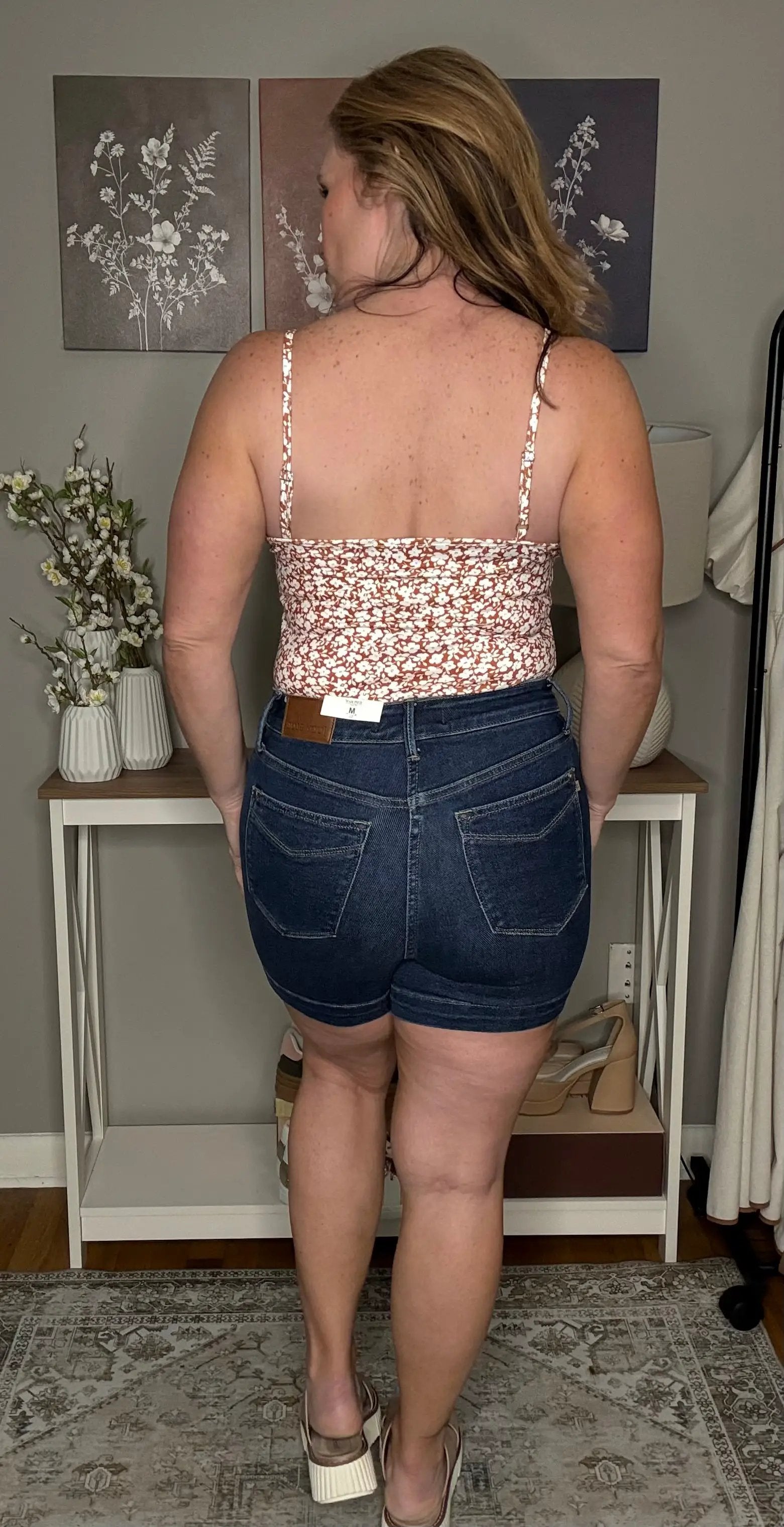 Grateful Threads Boutique Chestnut Floral Print Spaghetti Strap V-Neck Tank Top Bodysuit - Tank Tops