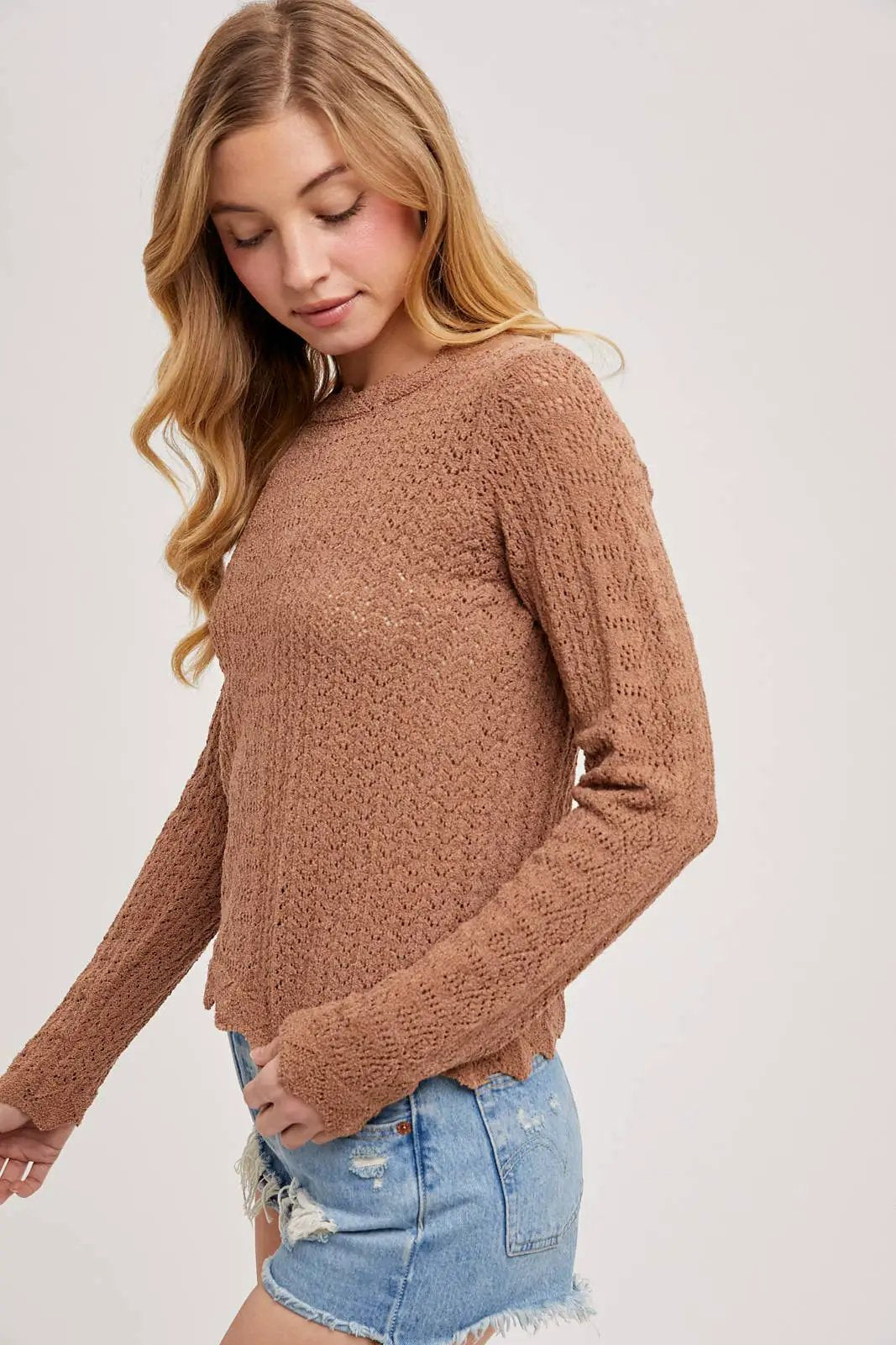 Bluivy The Desert Bloom Pointelle Open-Knit Top - Sweaters