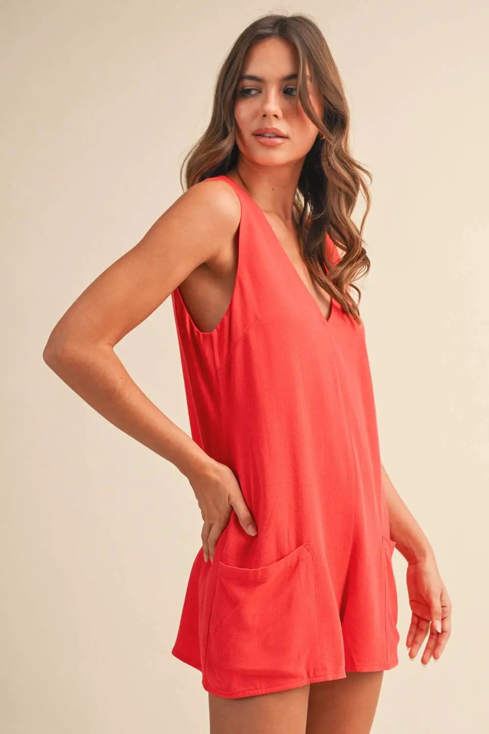 Klesis The Sunset Stroll Linen Blend Romper - One-Pieces