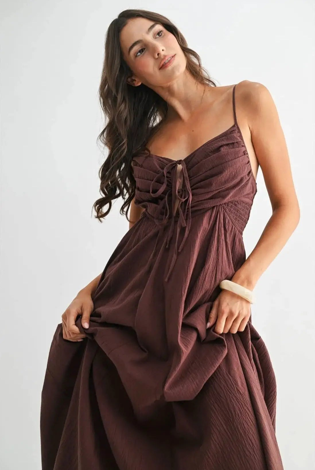 Camellia The Bordeaux Grace Ruched Maxi Dress - Dresses