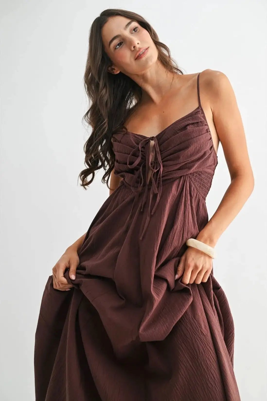 Camellia The Bordeaux Grace Ruched Maxi Dress - Dresses