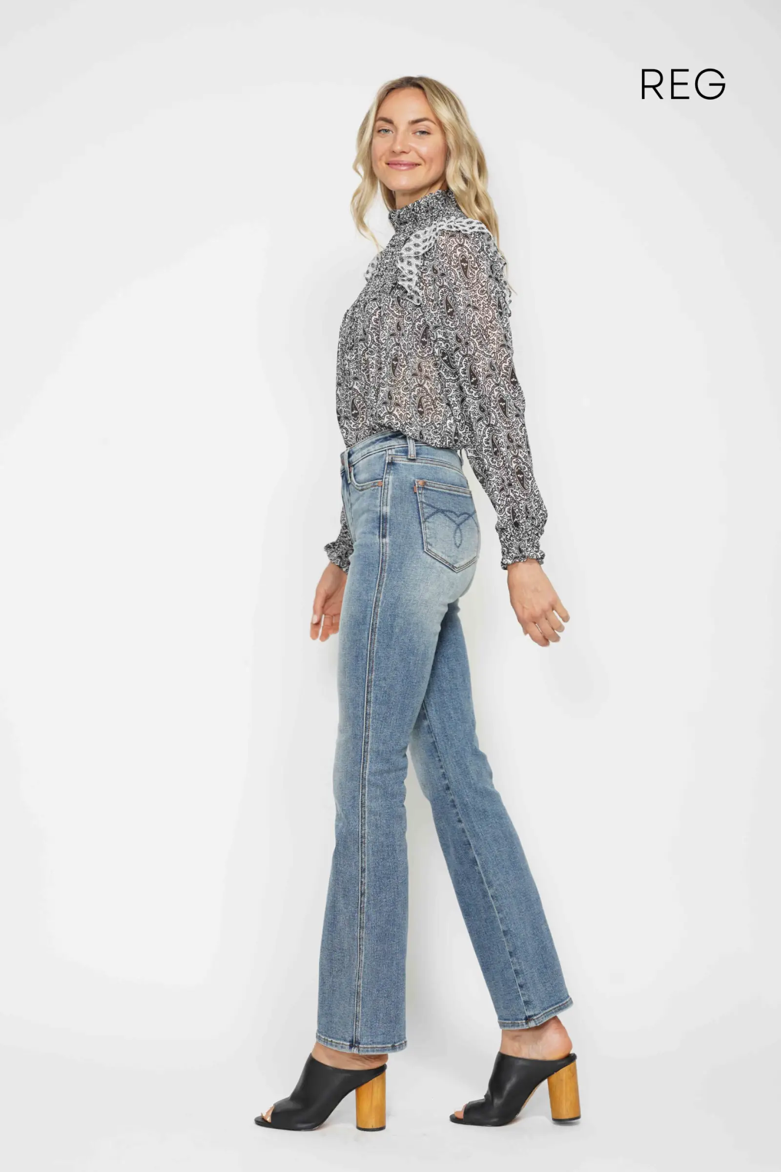 Judy Blue The High Waist Embroidered Back Pockets Denim Jeans: REG INSEAM - Jeans judy blue