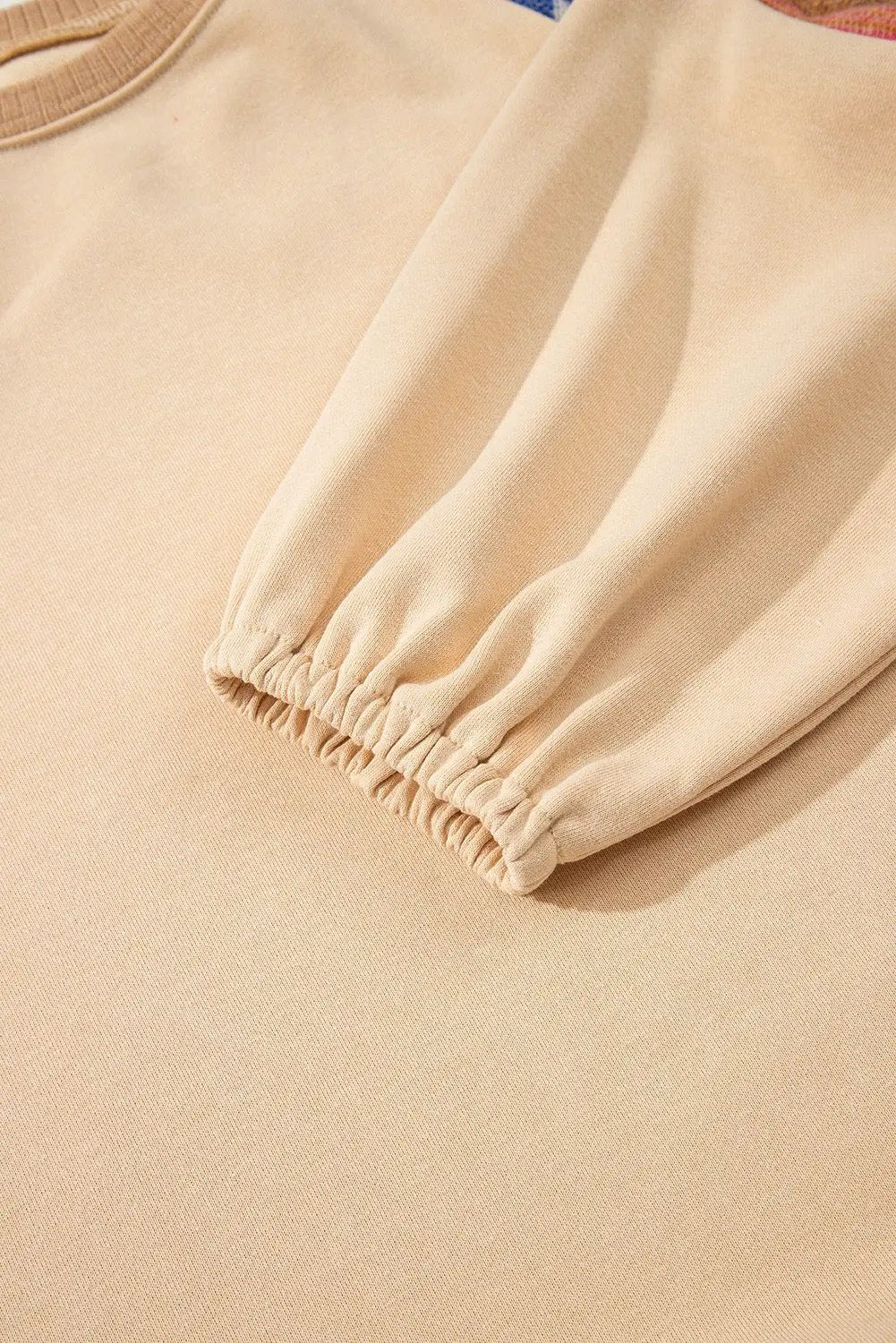 Grateful Threads Boutique Light French Beige Aztec Patchwork Raglan Pullover Sweatshirt - Sweatshirts Light French Beige Aztec Patchwork Raglan Pullover Sweatshirt
