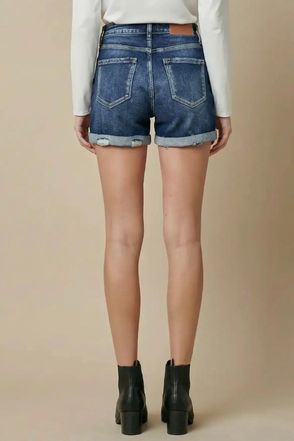 ARTEMIS VINTAGE The Artemis Vintage High Rise Double Cuffed Shorts - Denim Shorts