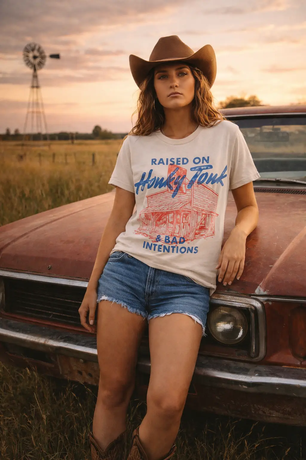 Willow Poppy Raised Wild Honky Tonk Tee - T-Shirts