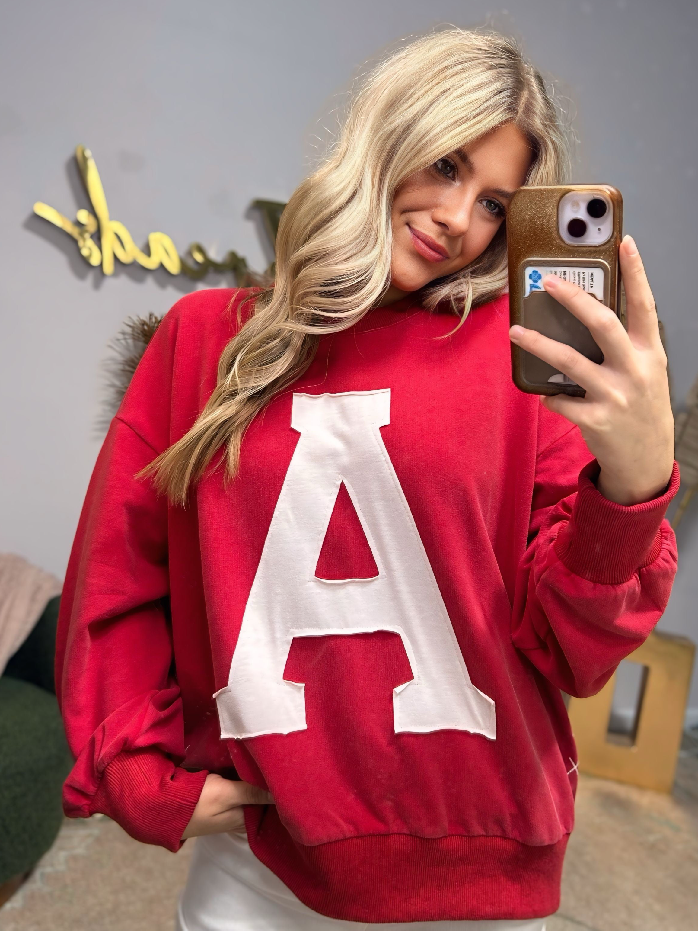 Oddi Oddi ‘Give Me An A’ Acid Washed Gameday Sweatshirt - Sweatshirts A sweatshirt