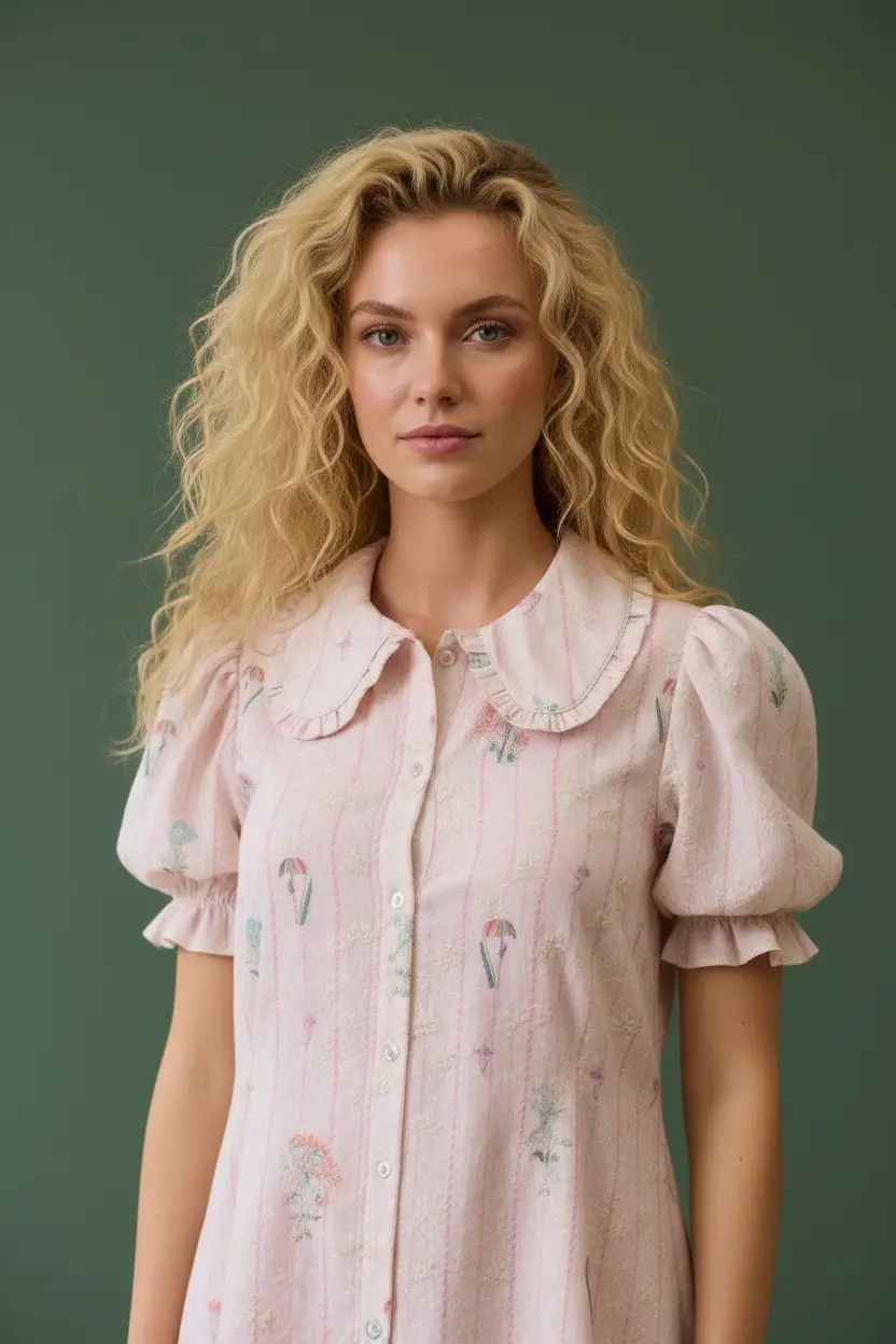 Doe and Rae The Sweet Meadow Embroidered Peter Pan Collar Swing Dress - Dresses