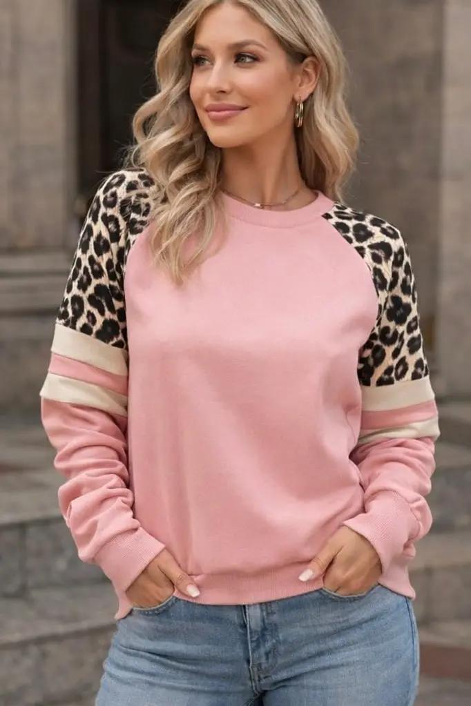 Grateful Threads Boutique Ragland Sleeve Leopard Colorblock Sweatshirt - Sweatshirts
