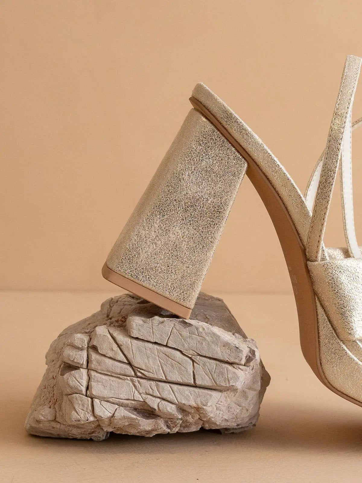 Oasis Society The Zoey Light Gold Knotted Band Platform Heel - Heels