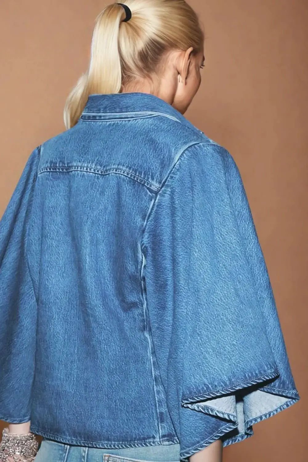 WISTERIA LANE Wisteria Lane - Daydream Denim Trumpet Sleeve Blouse - Blouses