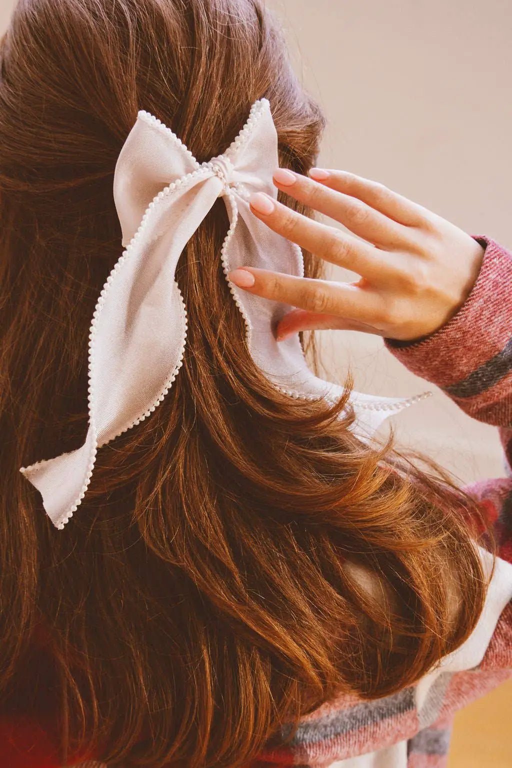 Shop ANDi The Pearl Lined Bow Clip - Hair Pins, Claws & Clips Pearl Long bow hair clip