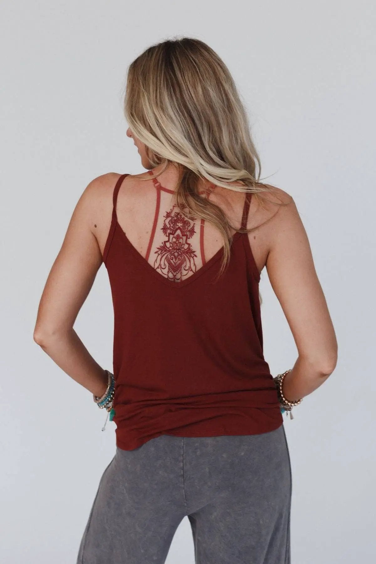 Three Bird Nest Three Bird Nest - Tattoo Bralette - Rust: Rust - Camisoles