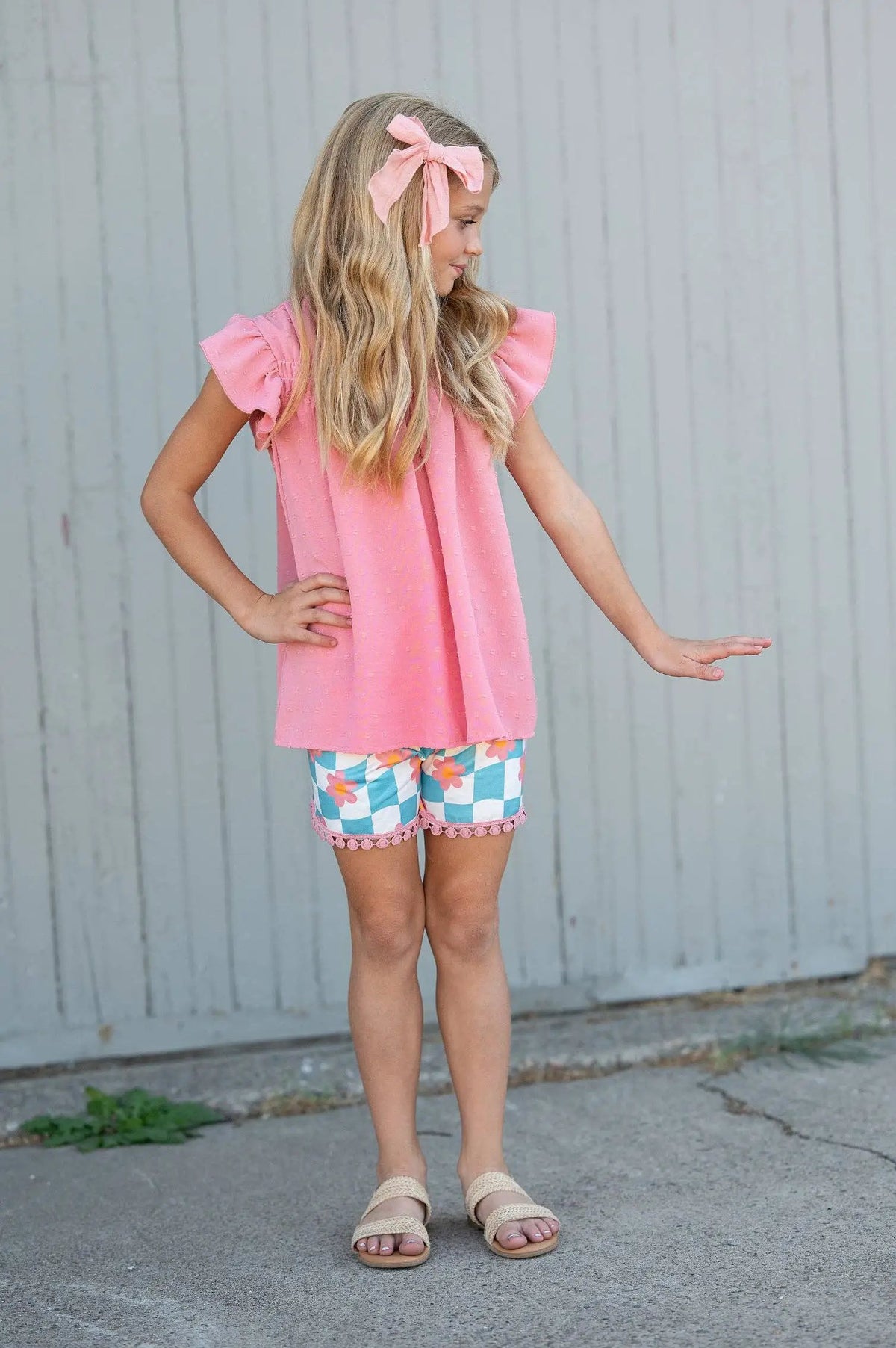 Adorable Sweetness The Pink Daisy Check Dreams Set - Outfit Sets