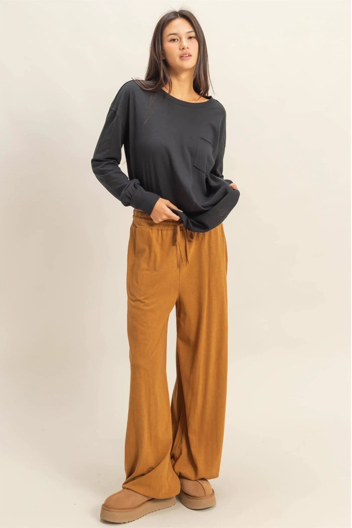 HYFVE The Everyday Ease Long Sleeve Pocket Tee: Black - Shirts