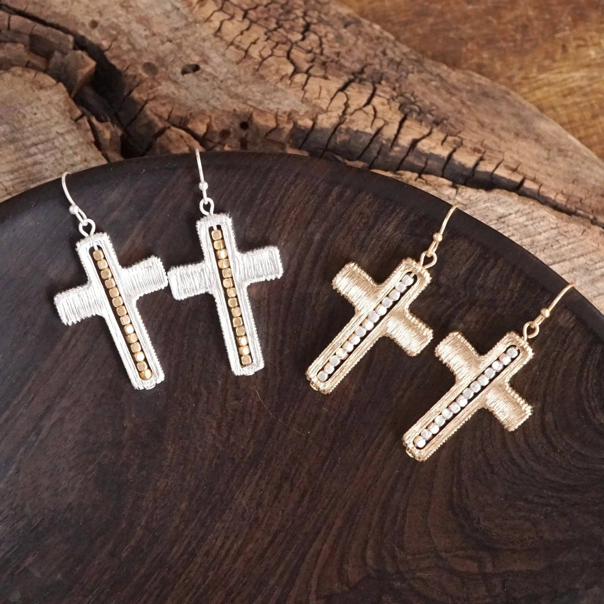 PennyLine inc The Dainty Beaded Cross Chain Necklace: Gold - Jewelry dainty cross chain necklace