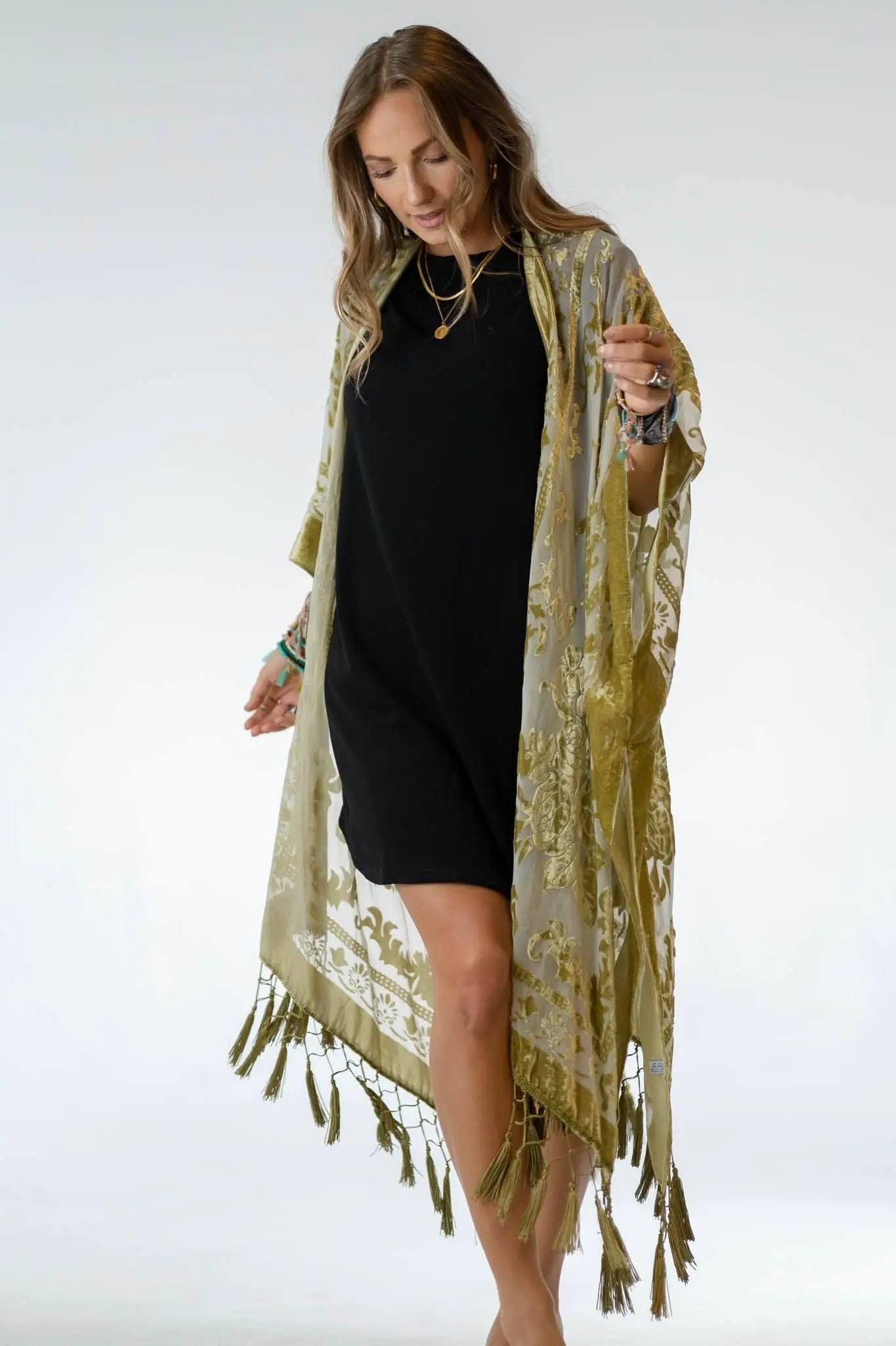 Three Bird Nest Three Bird Nest - Crushin' On You Velvet Kimono - Scarves & Shawls Three Bird Nest - Crushin' On You Velvet Kimono