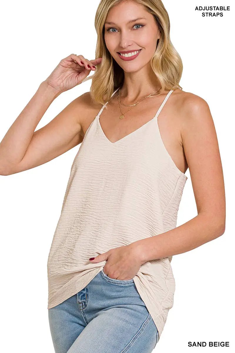 Zenana Zenana Adjustable Strap V-Neck Cami Top - Camisoles Adjustable strap v neck cami top