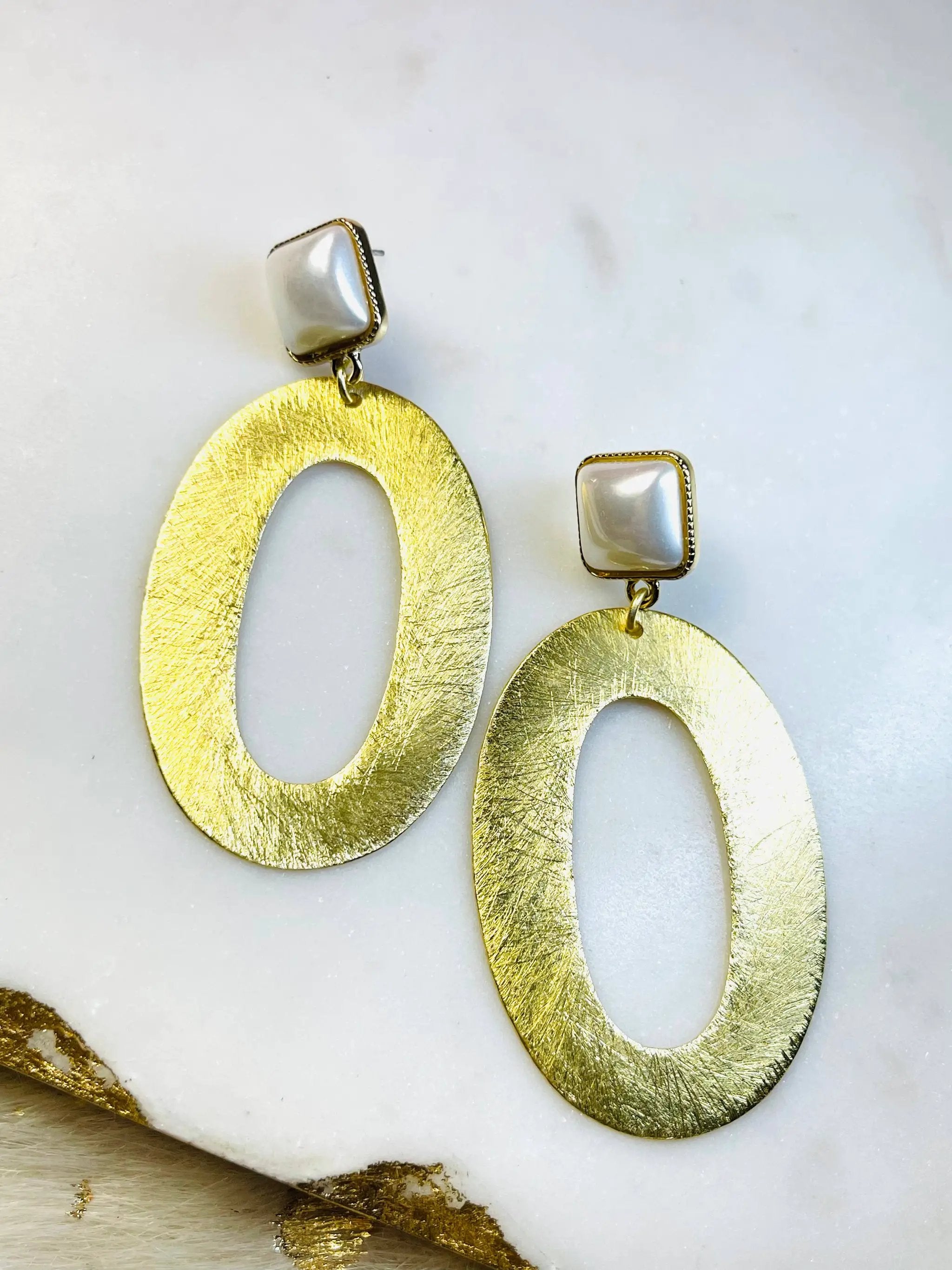 ShannAgains Jewels Pearl and Oval Hoop Earrings - Earrings