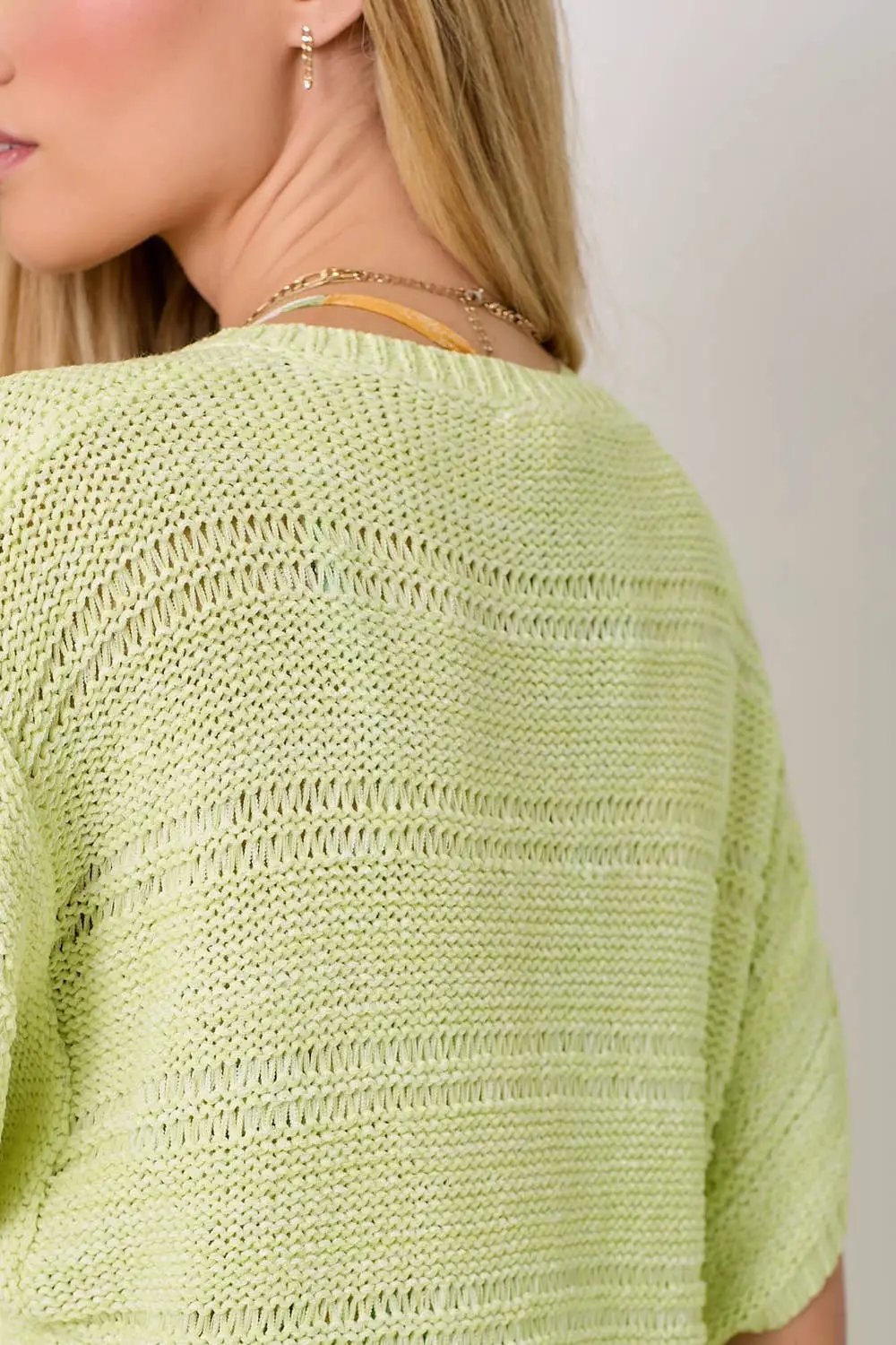 Mystree Mystree - Pistachio Melange Relaxed Sweater - Sweaters