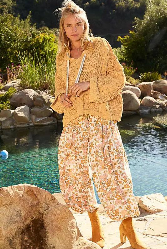 POL Adjustable Drawstring Waist Floral Print Harem Pants – Effortless Style & Comfort - Pants