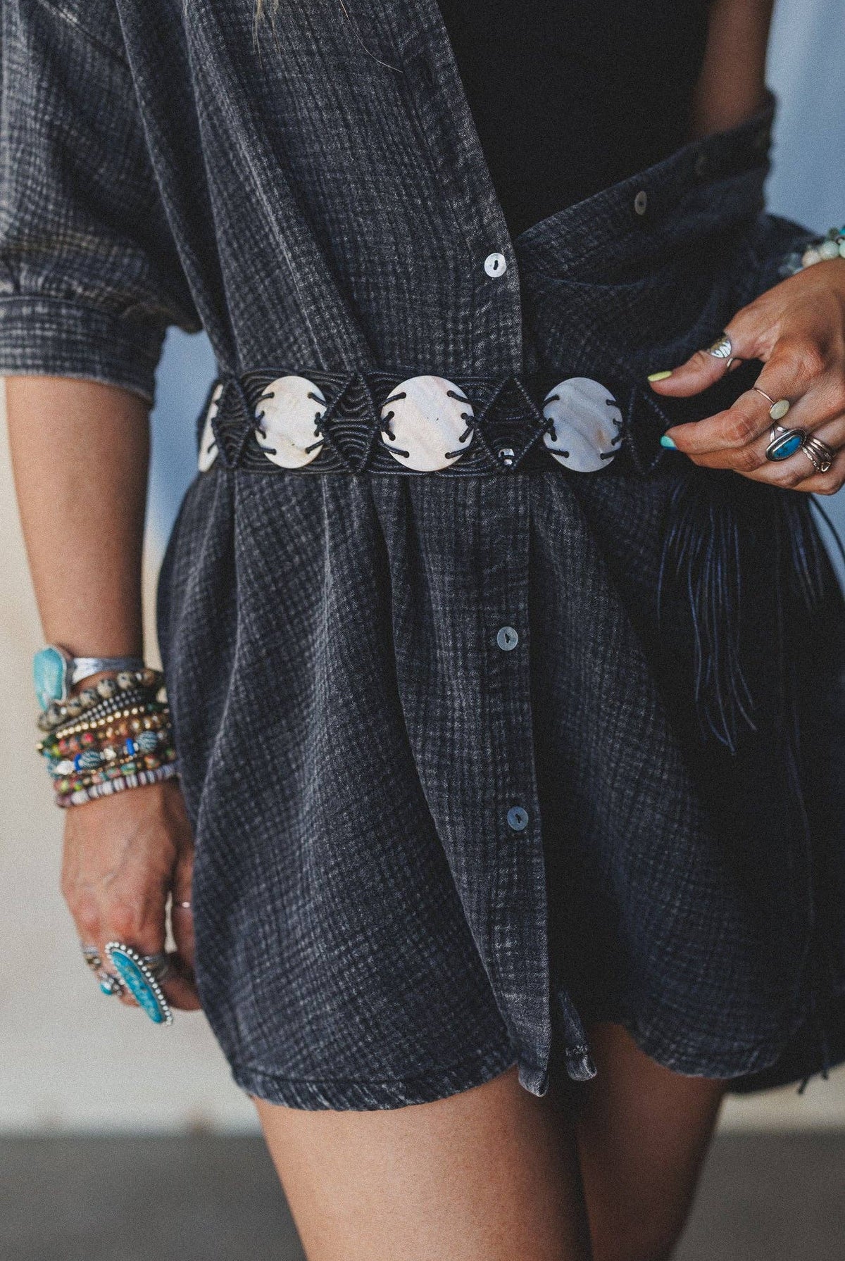 Three Bird Nest Three Bird Nest - Shoreline Finds Belt - Black / OS - Belts