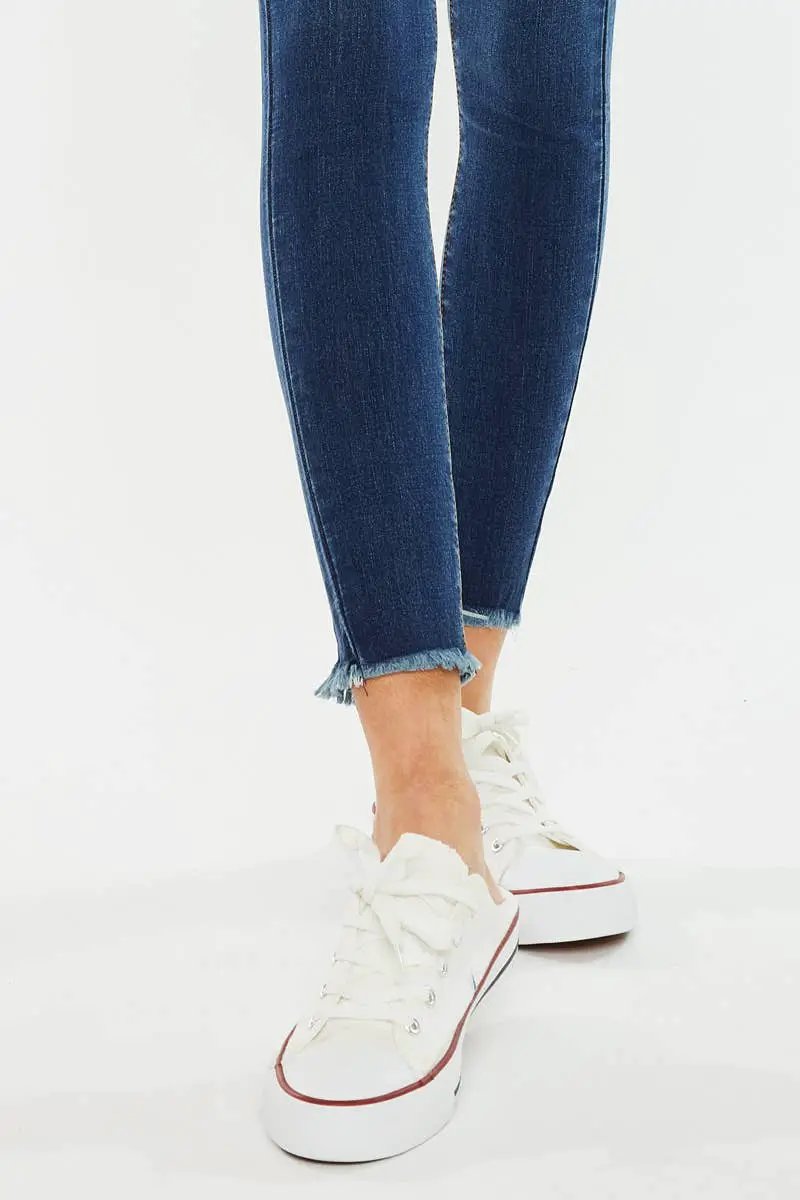Nature Denim The High-Rise Button Fly Ankle Skinny - Dark Wash - Jeans
