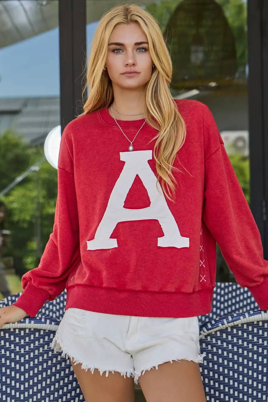 Oddi Oddi ‘Give Me An A’ Acid Washed Gameday Sweatshirt - Sweatshirts A sweatshirt
