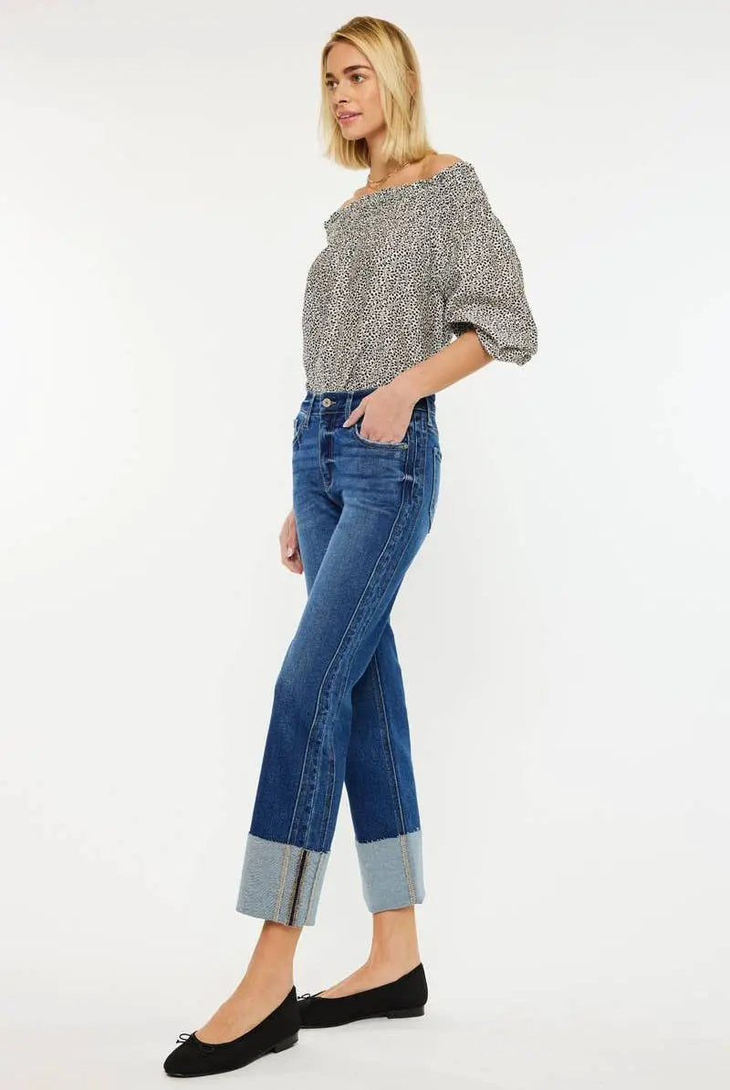 Kan Can USA KanCan Mid Rise Crop Straight Jeans - Jeans