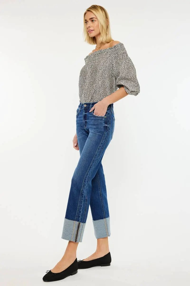 Kan Can USA KanCan Mid Rise Crop Straight Jeans - Jeans