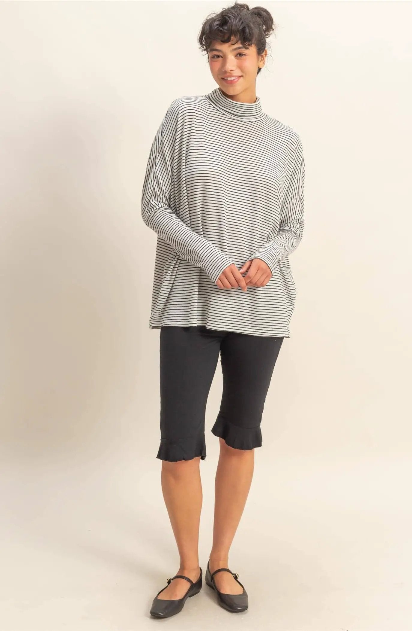 HYFVE HYFVE - Striped Turtleneck Dolman-Sleeve Top - Shirts