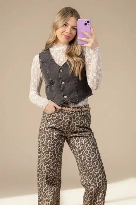 FurDecoration Midnight Rider Sleeveless Denim Vest - Vests