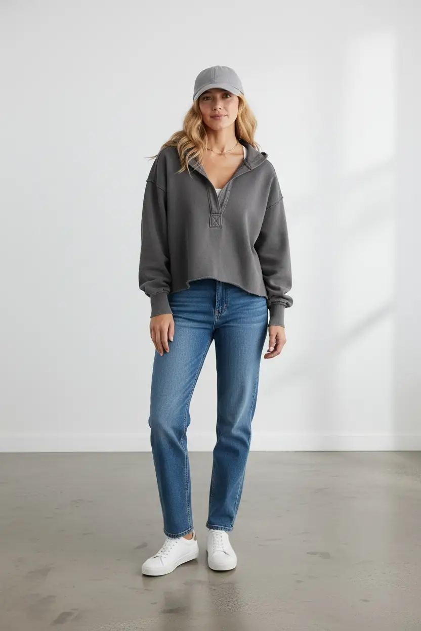 Suhkasana V-Notch Cropped Hoodie - Hoodies