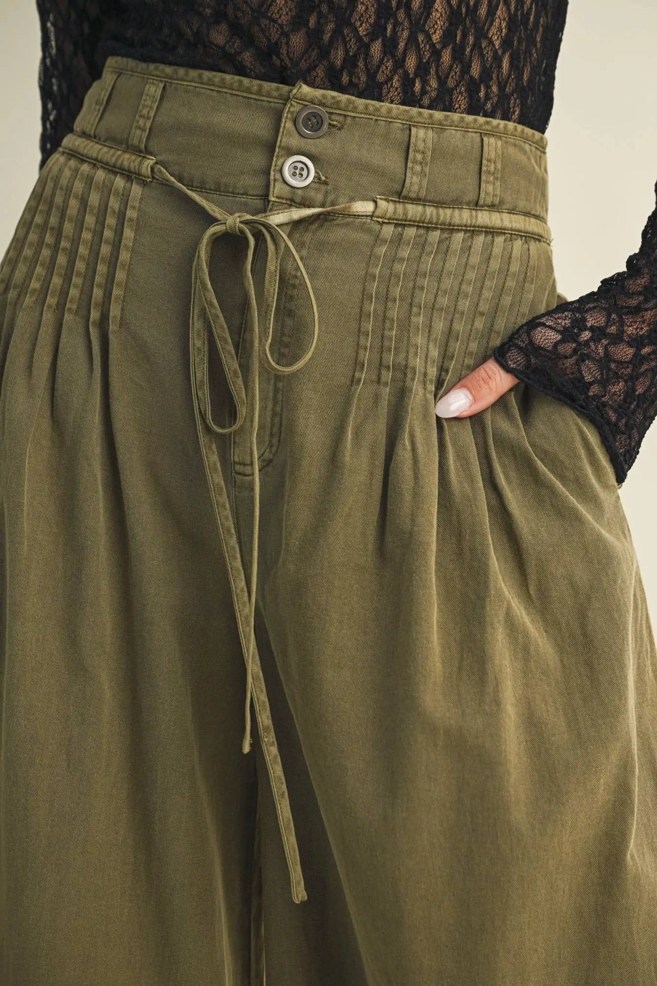 Mustard Seed The Olive Pintuck Wide Leg Pants - Trousers