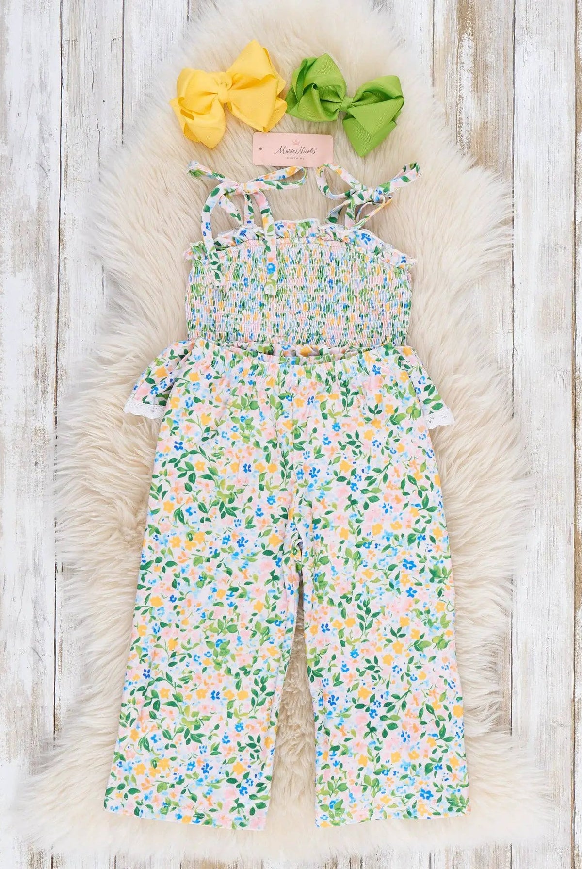 Marie Nicole Clothing Marie Nicole Clothing - Flowerfield Twirl Smocked Ruffle Outfit - MINI - Baby & Toddler Outfits