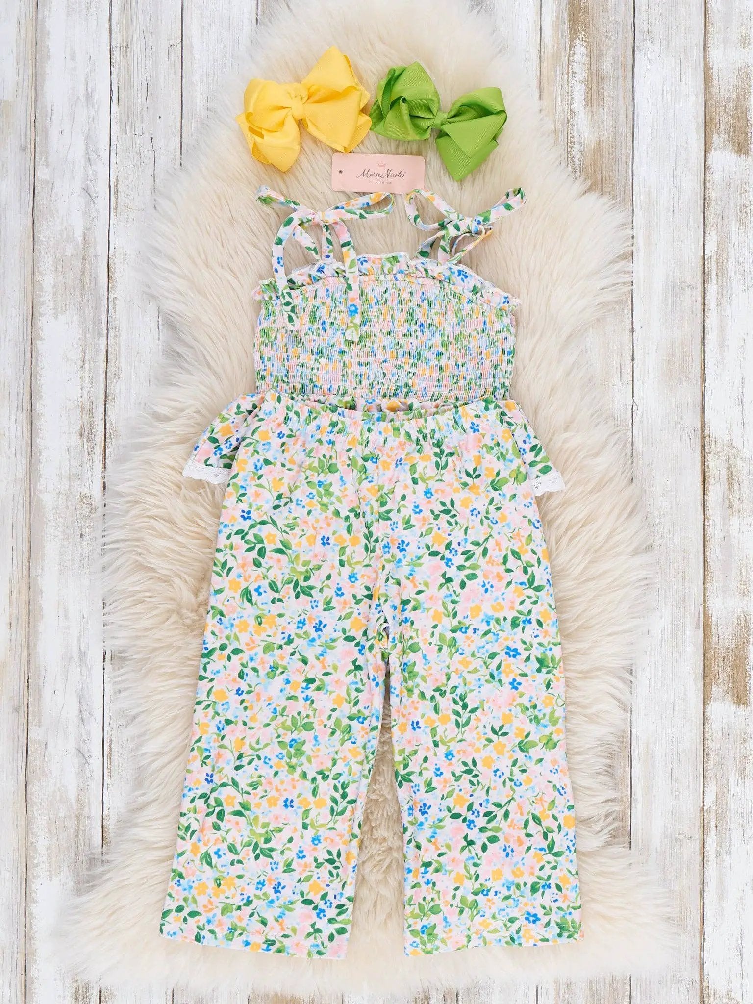 Marie Nicole Clothing Marie Nicole Clothing - Flowerfield Twirl Smocked Ruffle Outfit - MINI - Baby & Toddler Outfits