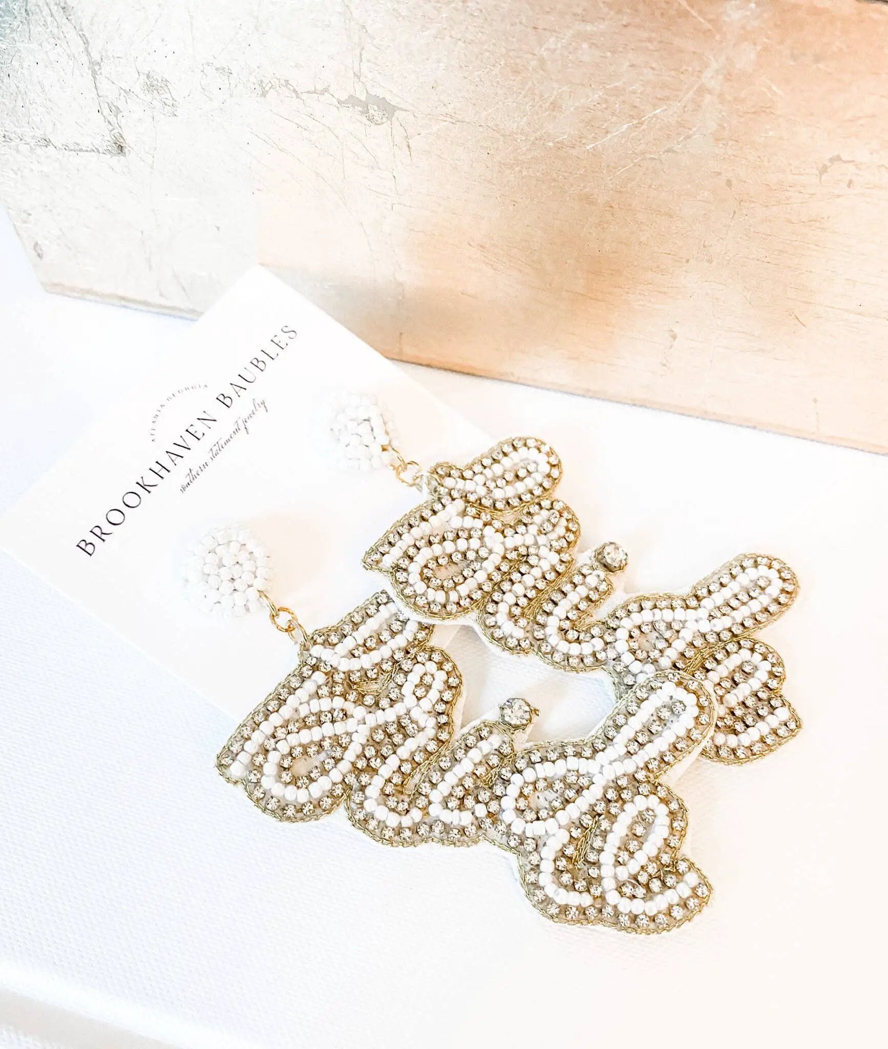 Brookhaven Baubles Bride Wedding Beaded Southern Statement Earrings - Earrings beaded bride statement earrings