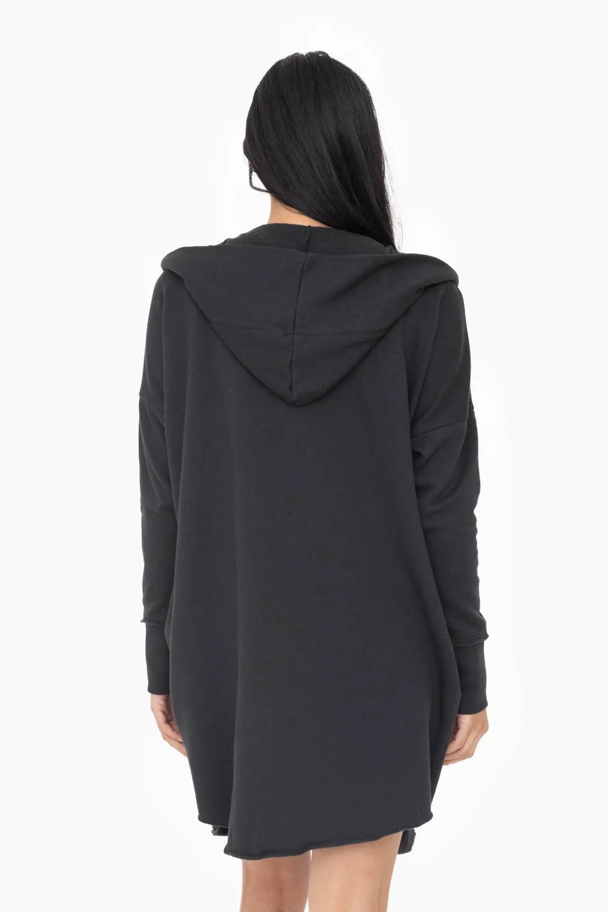 Mono B Mono B - Open Front Longline Hoodie Cardigan in Black - Cardigans Mono B - Open Front Longline Hoodie Cardigan