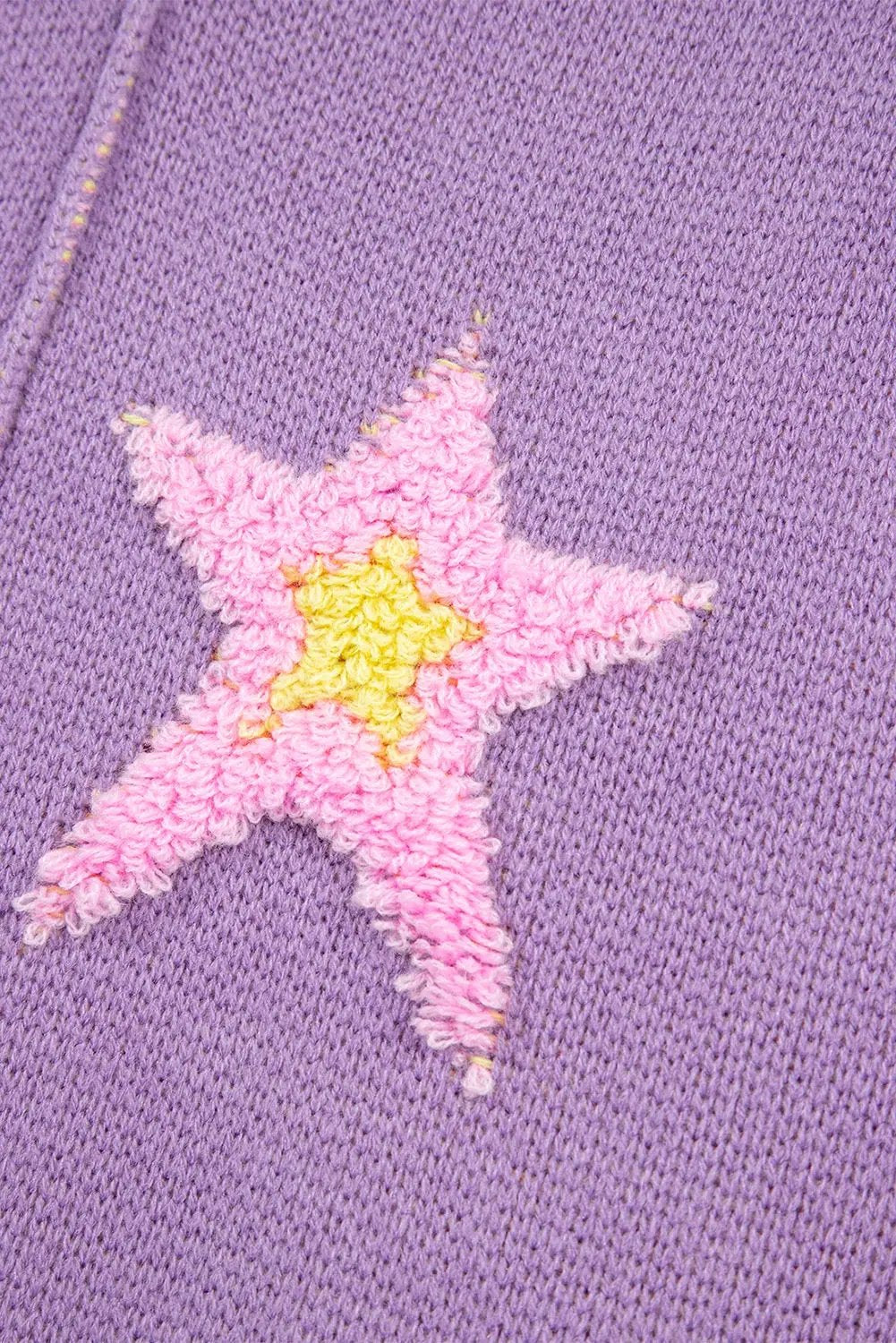 Grateful Threads Boutique Lavender Brushed Star Graphic V-Neck Drop Shoulder Oversize Sweater - Sweaters Lavender Brushed Star Graphic V-Neck Drop Shoulder Oversize Sweater