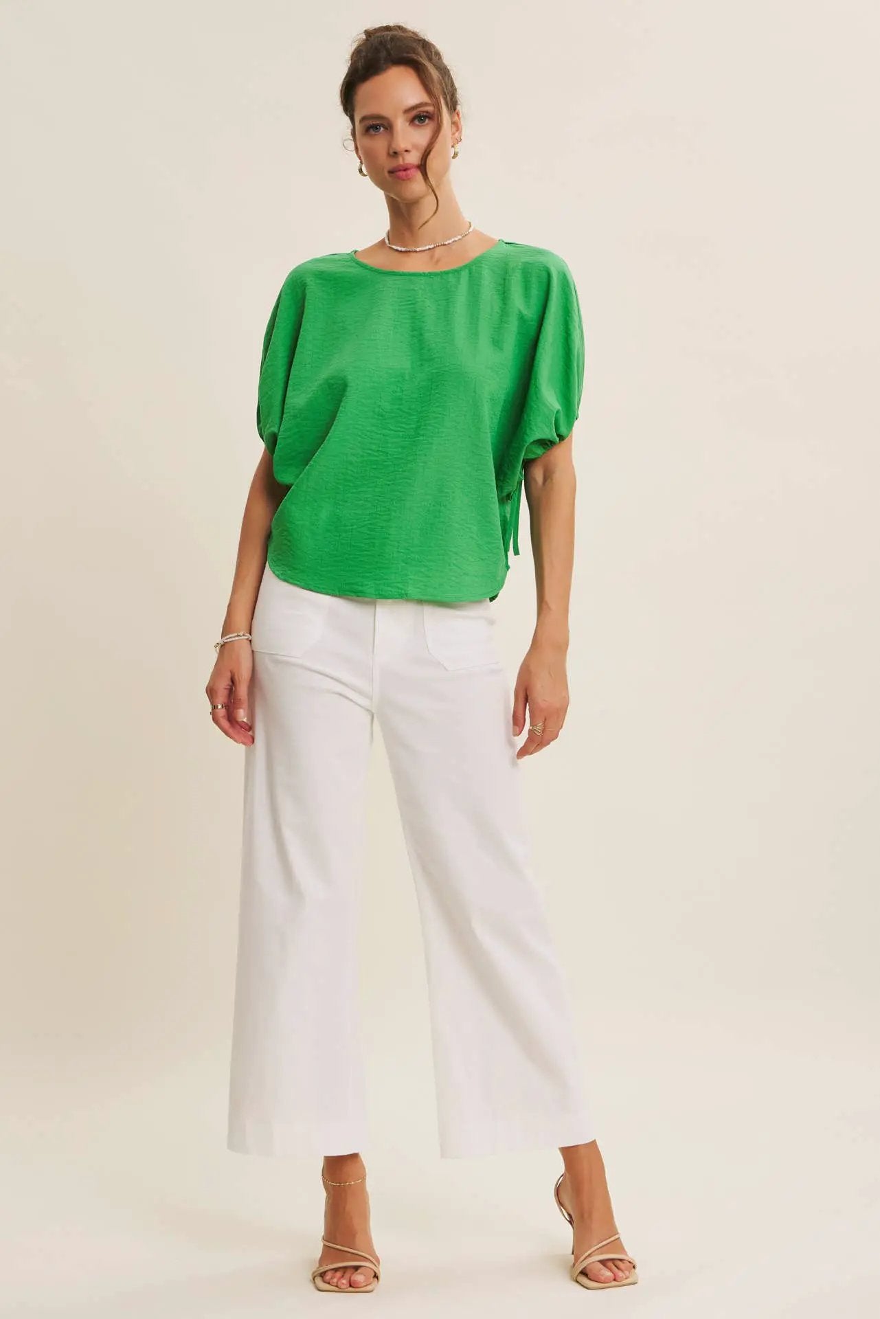 in february The Light & Lovely Dolman Blouse: Kelly Green - Blouses