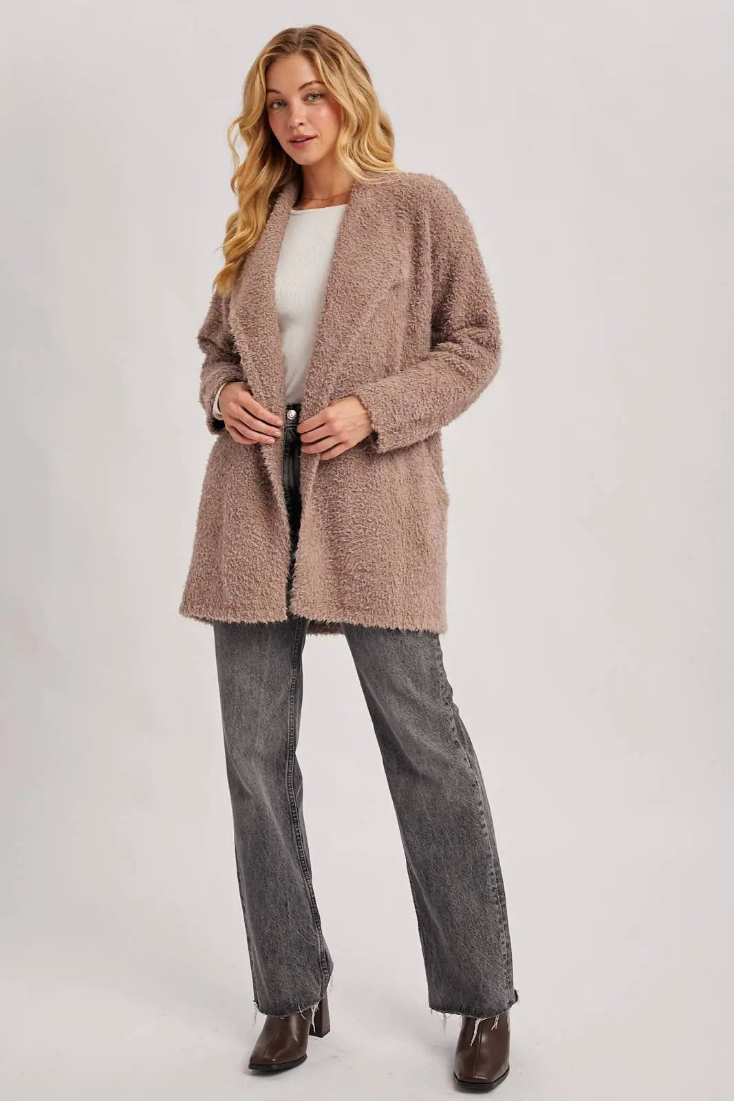 Bluivy Bluivy - Cloud Nine Fuzzy Drape-Front Cardigan - Cardigans