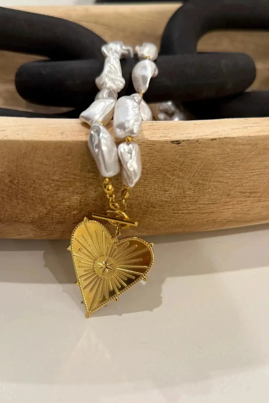 CHANSUTTPEARLS The BLAZE Chunky Pearl Heart Pendant Necklace (Water Resistant) - Necklaces