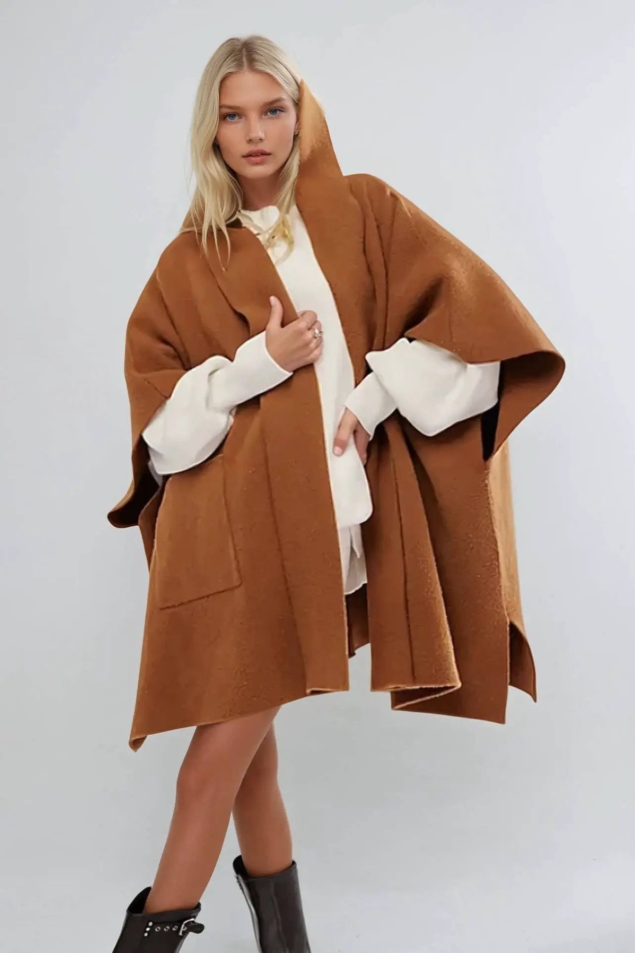 WISTERIA LANE Wisteria Lane - Golden Hour Soft Brushed Oversized Knit Poncho - Ponchos