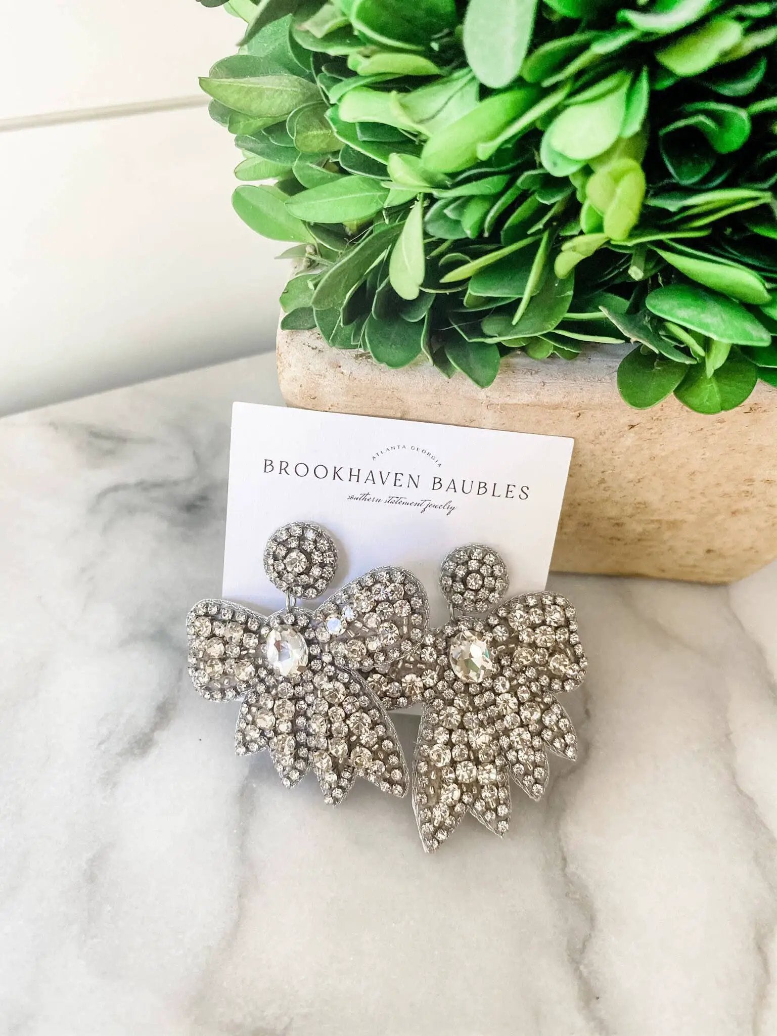 Brookhaven Baubles Crystal Bow Statement Earrings - Southern Jewelry - Earrings crystal bow statement earrings