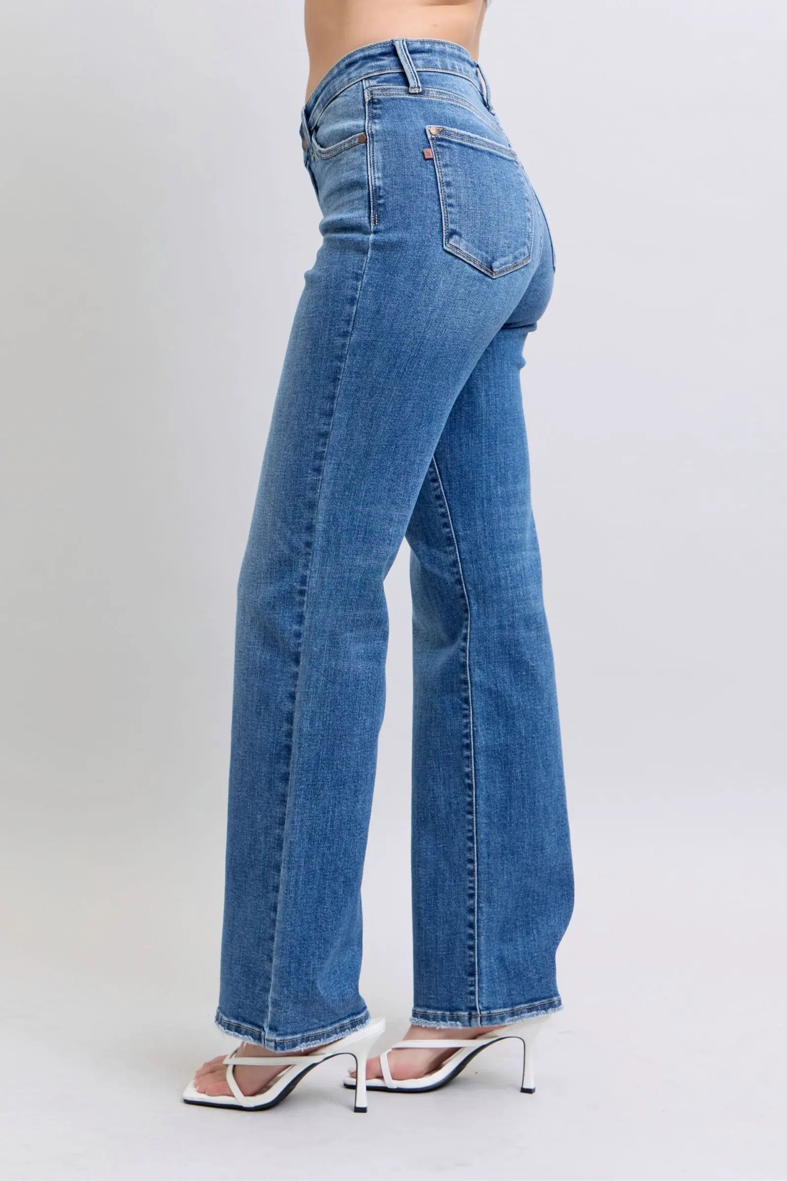 Judy Blue Judy Blue High Waisted V Front Vintage Wash 90's Straight Leg Denim Jeans - Jeans Judy Blue High Waisted V Front Vintage Wash 90's Straight Leg Denim Jeans
