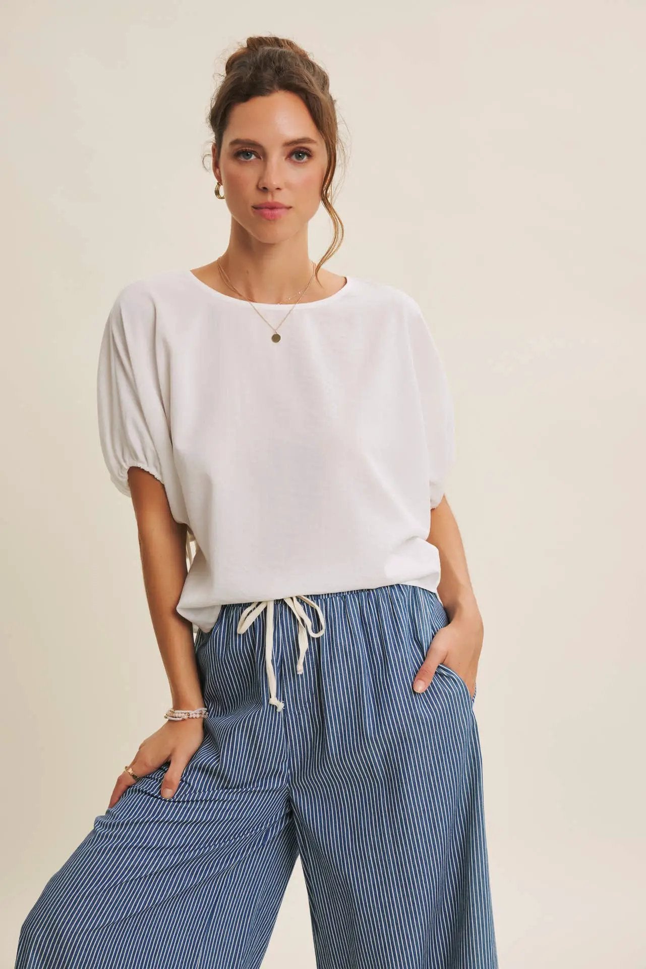 in february The Light & Lovely Dolman Blouse: Off White - Blouses