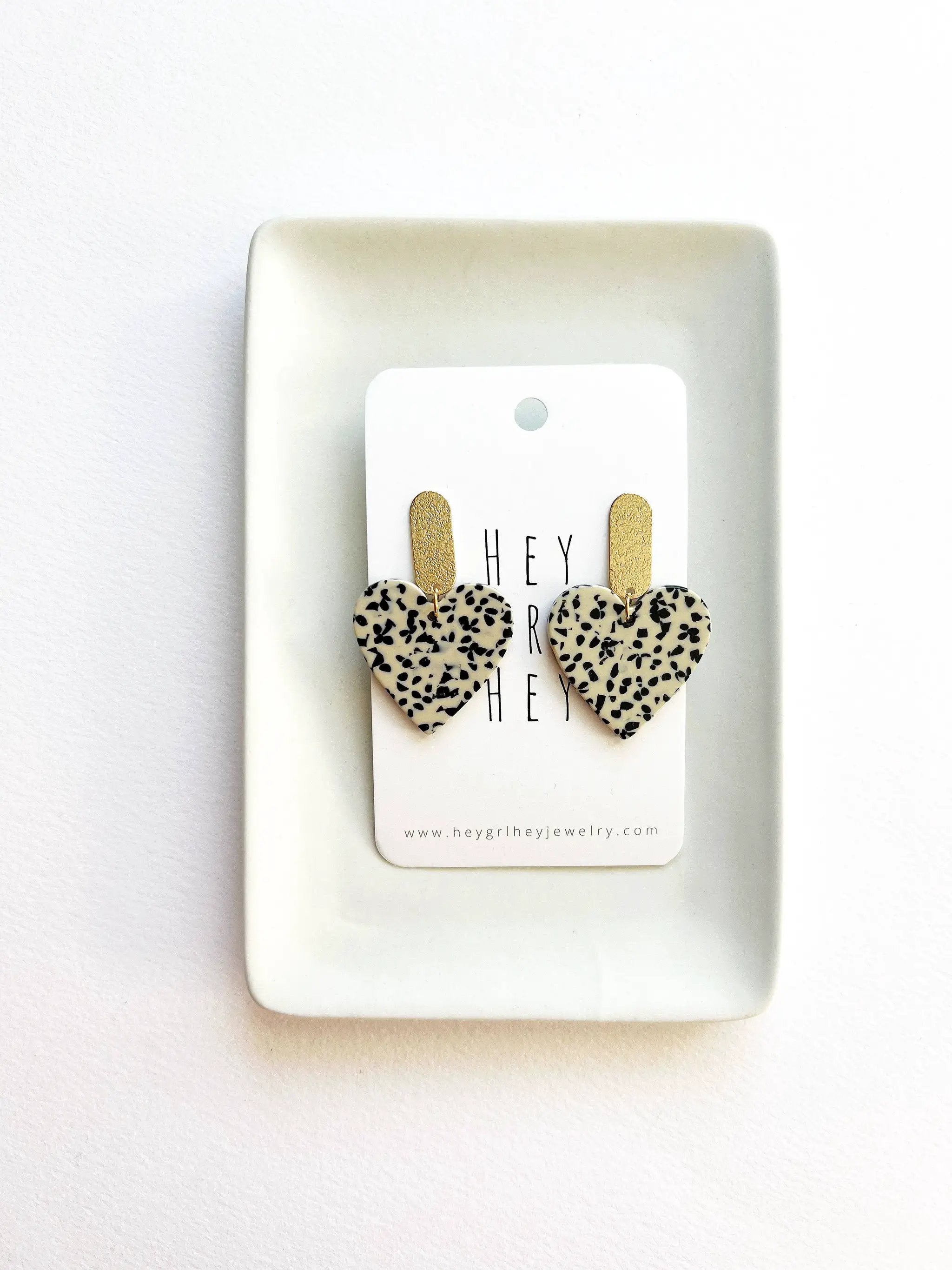 Hey Grl Hey Jewelry The Dalmatian Heart Earrings - Earrings